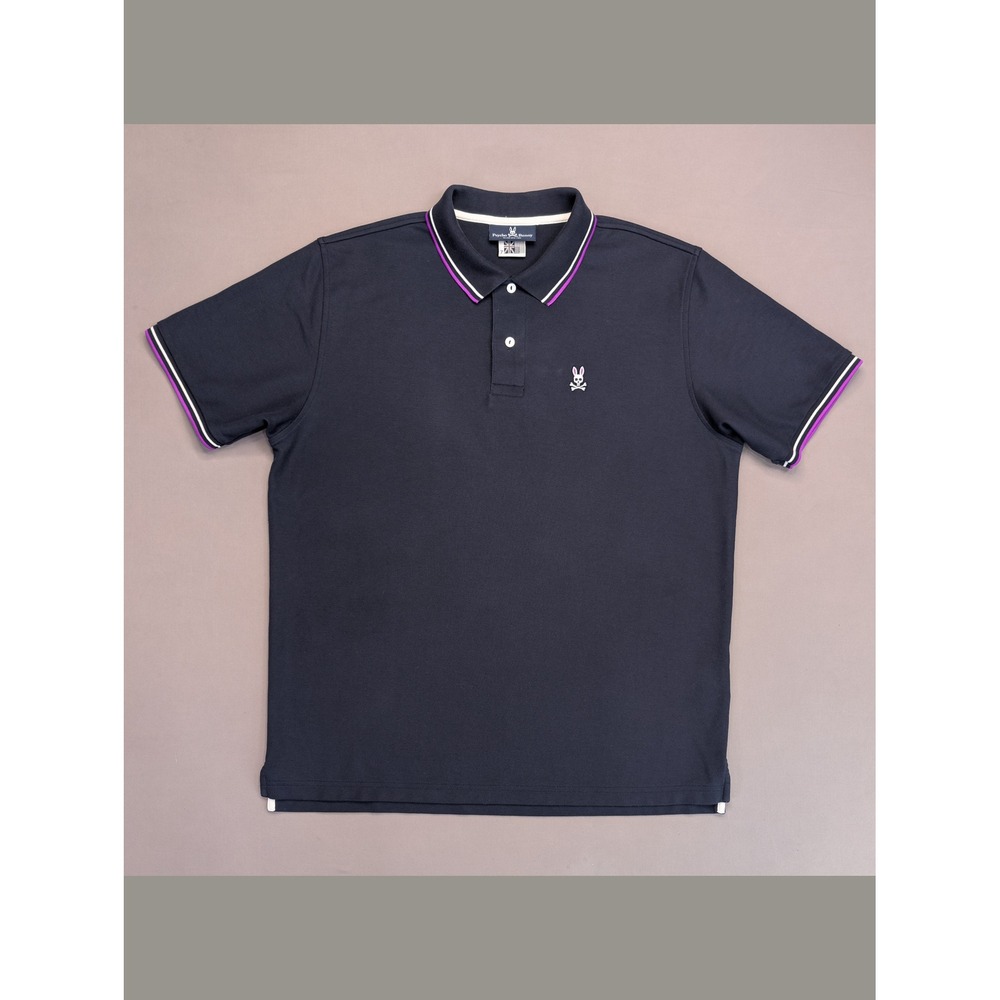 Psycho Bunny Navy Polo Shirt Mens Large Size 7 Pima Cotton Logo